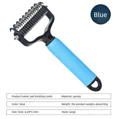 Professional Pet Grooming Tool: Universal Detangling Comb for Dogs with Stainless Steel Double-Sided Design for Effective Shedding Removal and Matted Hair Management.