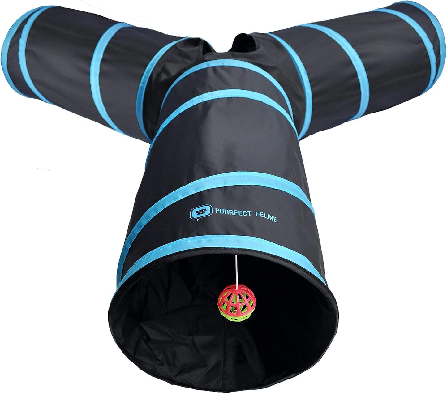 3-Way Cat Tunnels for Indoor Cats with Crinkle Cat Toy - Large, Blue