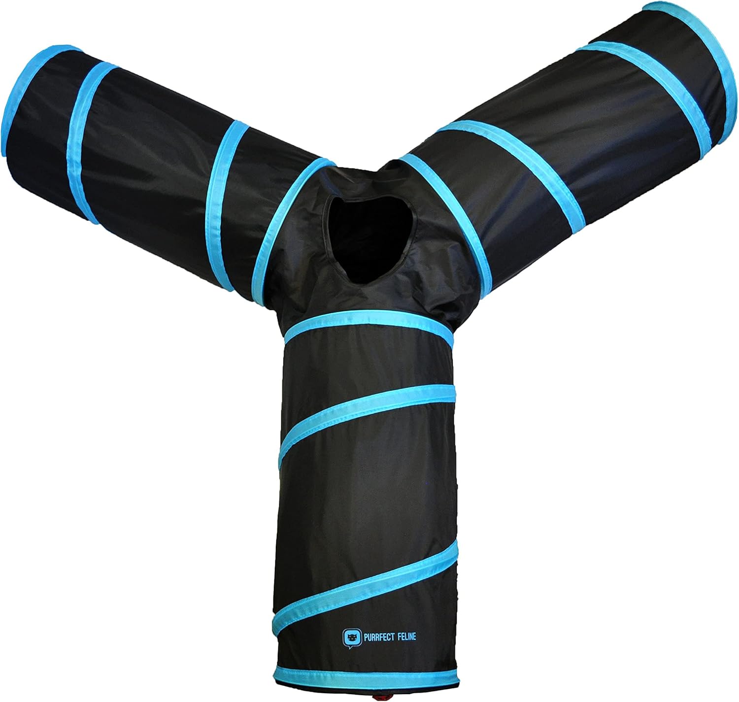 3-Way Cat Tunnels for Indoor Cats with Crinkle Cat Toy - Large, Blue