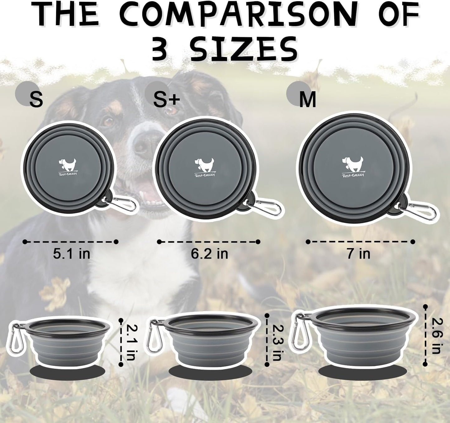 Collapsible Travel Dog Bowls - 2-Pack Portable Water and Feeding Dishes for Pets, Foldable Design with Carabiners, BPA Free (Medium, Grey & Pink)