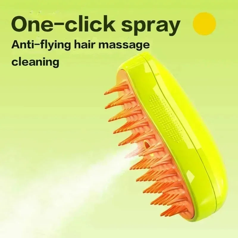 3-in-1 Electric Pet Grooming Tool: Steamy Brush with Sprayer for Shedding and Massage for Cats and Dogs