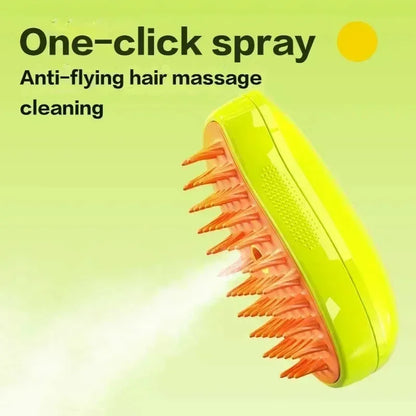 3-in-1 Electric Pet Grooming Tool: Steamy Brush with Sprayer for Shedding and Massage for Cats and Dogs