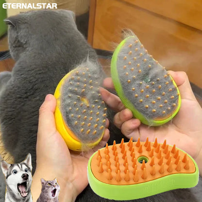 3-in-1 Electric Pet Grooming Tool: Steamy Brush with Sprayer for Shedding and Massage for Cats and Dogs