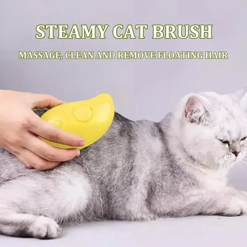 3-in-1 Electric Pet Grooming Tool: Steamy Brush with Sprayer for Shedding and Massage for Cats and Dogs